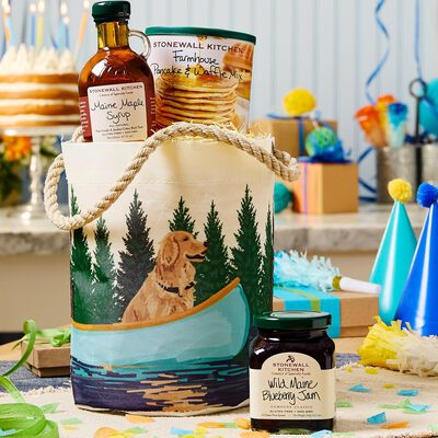 Sea Bags&reg; Dog in Blue Canoe Bucket Bag Breakfast Gift